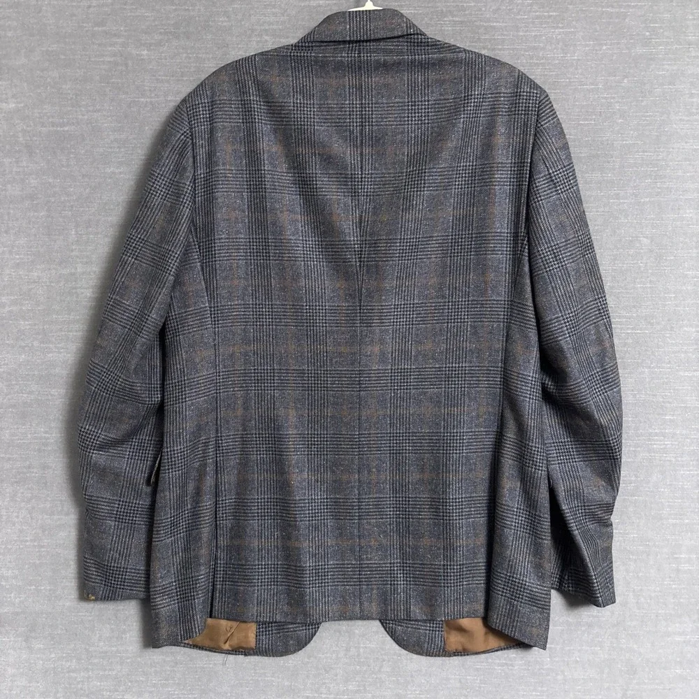 Isaia Sport Coat 44L Gray Glen Check Cashmere Silk Gregory Blazer 54 Italy